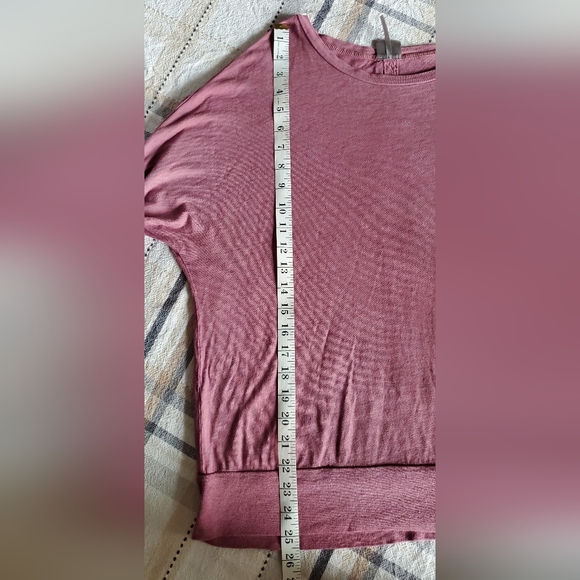 BOBI MAUVE OVERSIZED DOLMAN LONG SLEEVE ATHLEISURE TOP WITH BACK KEY HOLE - Picture 8 of 8